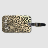 Goldener Glitzer Leopard Print Gepäckanhänger (Vorderseite (Horizontal))