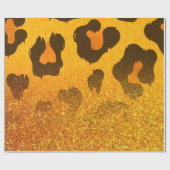 Goldener Glitzer Leopard Print Geschenkpapier (Flach)
