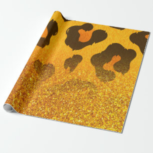 Goldener Glitzer Leopard Print Geschenkpapier
