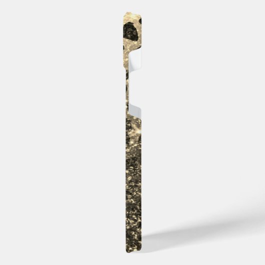 Goldener Glitzer Leopard Print iPhone Hülle (Linke Seite)
