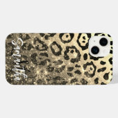 Goldener Glitzer Leopard Print iPhone Hülle (Rückseite (Horizontal))