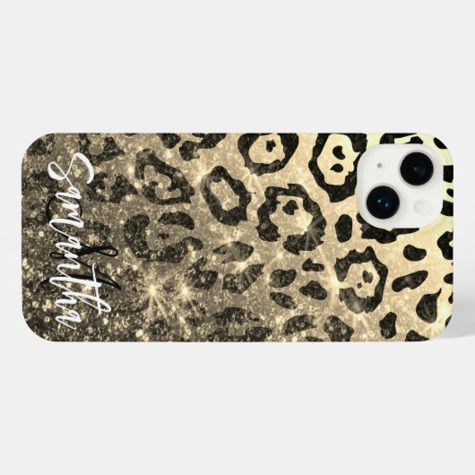 Goldener Glitzer Leopard Print iPhone Hülle (Rückseite (Horizontal))
