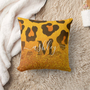 Goldener Glitzer Leopard Print Kissen