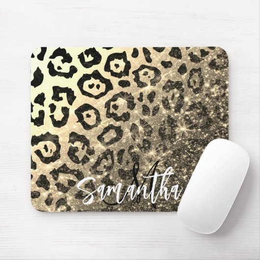 Goldener Glitzer Leopard Print Mousepad (Mit Mouse)