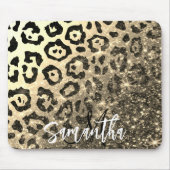 Goldener Glitzer Leopard Print Mousepad (Vorne)