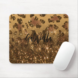 Goldener Glitzer Leopard Print Mousepad
