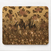 Goldener Glitzer Leopard Print Mousepad (Vorne)