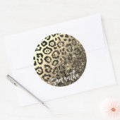 Goldener Glitzer Leopard Print Runder Aufkleber (Umschlag)
