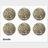 Goldener Glitzer Leopard Print Runder Aufkleber (Blatt)