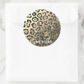 Goldener Glitzer Leopard Print Runder Aufkleber (Tasche)