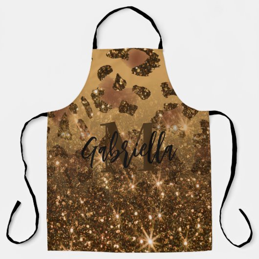 Goldener Glitzer Leopard Print Schürze (Vorderseite)