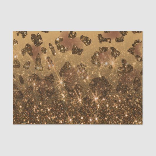 Goldener Glitzer Leopard Print Seidenpapier (Vorderseite)