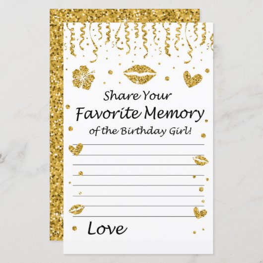 Goldener Glitzer Lieblingsgedächtnis der Geburtsta (Vorne/Hinten)