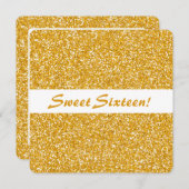 Goldener Glitzer Look Muster 16 . Geburtstag Gebur Einladung (Vorne/Hinten)