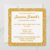 Goldener Glitzer Look Muster 16 . Geburtstag Gebur Einladung (Rückseite)
