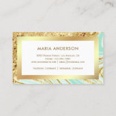 Goldener Glitzer Minze Grüne Marmor Makeup Artist Visitenkarte (Rückseite)