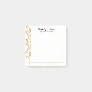 Goldener Glitzer mit Blumenspitzenakzent Post-it Klebezettel