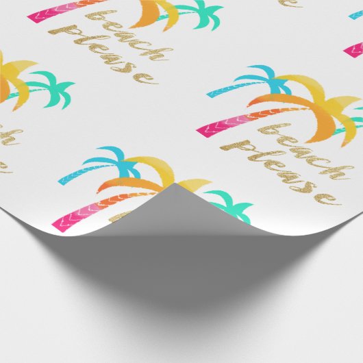 Goldener Glitzer mit bunten Palmen Geschenkpapier (Ecke)