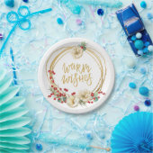 Goldener Glitzer mit Magnolien und Berries Pappteller (Party)