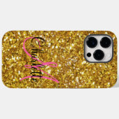 Goldener Glitzer mit Monogramm Case-Mate iPhone Hülle (Rückseite (Horizontal))
