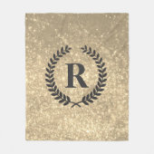 Goldener Glitzer mit Monogramm Fleecedecke (Vorderseite)