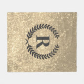 Goldener Glitzer mit Monogramm Fleecedecke (Vorderseite (Horizontal))