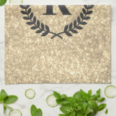 Goldener Glitzer mit Monogramm Geschirrtuch (Gefaltet)