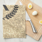 Goldener Glitzer mit Monogramm Geschirrtuch (Viertel Falte)