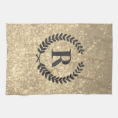 Goldener Glitzer mit Monogramm Geschirrtuch (Horizontal)