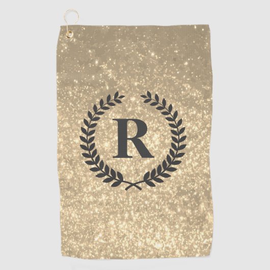 Goldener Glitzer mit Monogramm Golfhandtuch (Vorderseite)