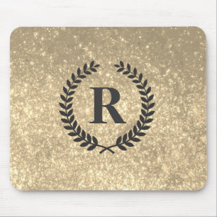 Goldener Glitzer mit Monogramm Mousepad