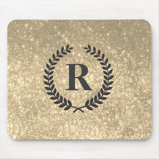 Goldener Glitzer mit Monogramm Mousepad (Vorne)