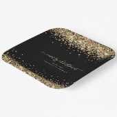 Goldener Glitzer Name Frohe Weihnachten Schwarz Pappteller (Gewinkelt)