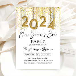 Goldener Glitzer Neujahrsfeiertag Party 2024 Einla Einladung