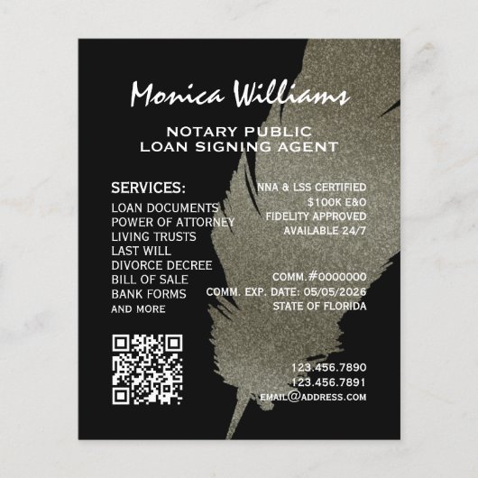 Goldener Glitzer Notar Flyer (Vorne)