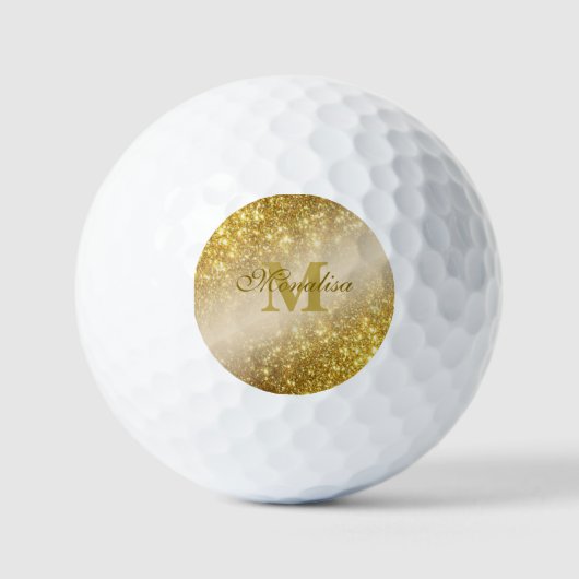 Goldener Glitzer personalisiert Golfball (Vorderseite)