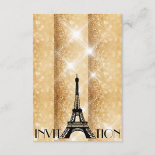 Goldener Glitzer Personalisiert Paris Einladung
