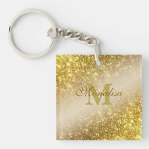 Goldener Glitzer personalisierte Tasche Schlüsselanhänger