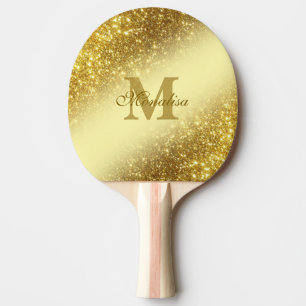 Goldener Glitzer personalisierte Tasche Tischtennis Schläger