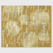 Goldener Glitzer personalisiertes Namensmuster Geschenkpapier (Flach)