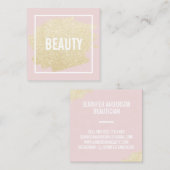 Goldener Glitzer Pinselstrich Rosa Schönheit Quadratische Visitenkarte (Vorne/Hinten)