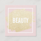 Goldener Glitzer Pinselstrich Rosa Schönheit Quadratische Visitenkarte (Vorderseite)