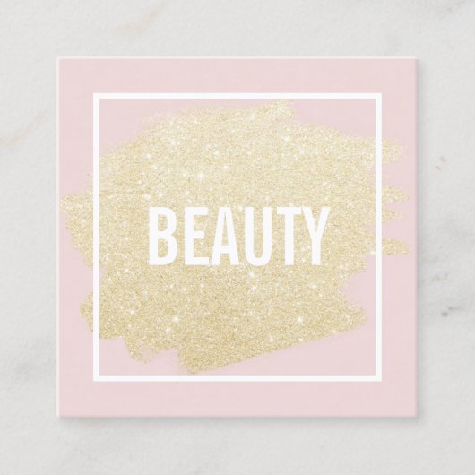 Goldener Glitzer Pinselstrich Rosa Schönheit Quadratische Visitenkarte (Vorderseite)