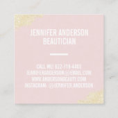 Goldener Glitzer Pinselstrich Rosa Schönheit Quadratische Visitenkarte (Rückseite)