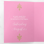 Goldener Glitzer Quinceanera Dreifach Gefaltete Einladung (Innen Erste Seite)