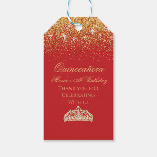 Goldener Glitzer, Quinceanera Geschenkanhänger