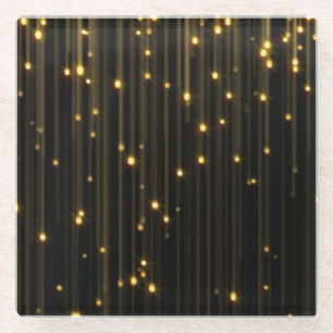 Goldener Glitzer Rain Light Vorhang Glasuntersetzer