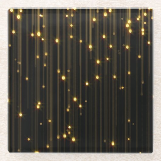 Goldener Glitzer Rain Light Vorhang Glasuntersetzer (Vorderseite)