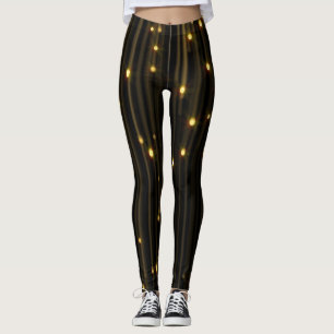 Goldener Glitzer Rain Light Vorhang Leggings