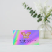 Goldener Glitzer Rainbow Holographic Butterfly Visitenkarte (Stehend Vorderseite)